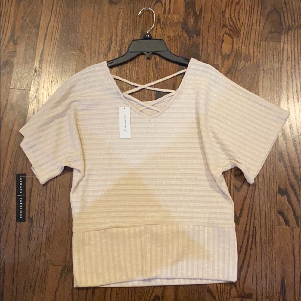 NWT: Franchesca’s cream cross back top